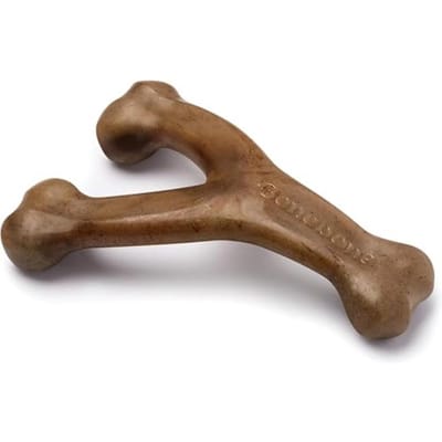 Wishbone Duurzaam Hondenspeelgoed voor agressieve kauwers, Echte Spek smaak, Gemaakt in de VS, Medium brown