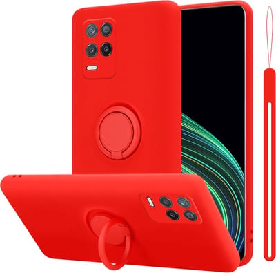 Cadorabo Hoesje geschikt voor Realme 8 5G / V13 / Q3 / Q3i / Narzo 30 5G in LIQUID ROOD - Beschermhoes van flexibel TPU silicone Case Cover met ring