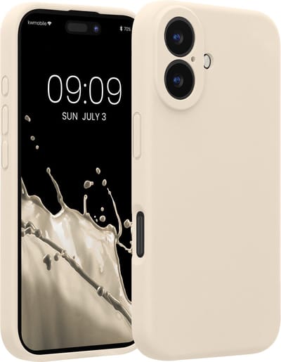 kwmobile telefoonhoesje geschikt voor Apple iPhone 16 - TPU backcover met siliconen coating - Smartphone case in crème