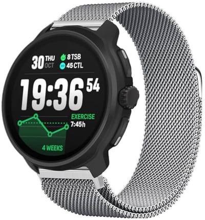 Milanees bandje 22mm - geschikt voor Suunto 9 Peak (Pro) / Vertical / Race(2) / Run - 46mm, OnePlus Watch 1/2/3 - 46mm - Milanese met magneetsluiting - zilver