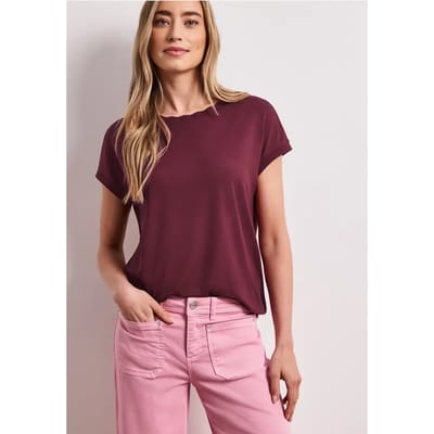 Shirt met ronde hals en decoratieve tape