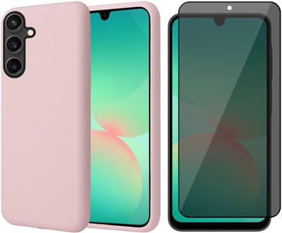 Hoesje geschikt voor Samsung Galaxy A17 5G / A26 - Privacy Screenprotector Volledig Dekkend Glas - Mat Back Case Roze
