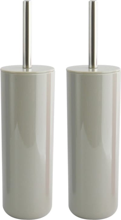 MSV Porto Toilet/wc-borstel houder - 2x - kunststof - taupe - 38 cm