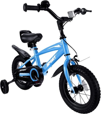 Kinderfiets 12 inch met Zijwieltjes en Dubbele Remmen - Blauw