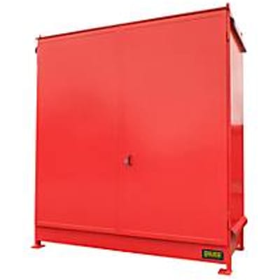 Stellingcontainer BAUER CEN 29-2 IBC, staal, dubbele scharnierdeur, B 3175 x D 1500 x H 3465 mm, rood