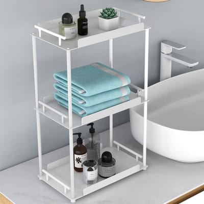 Unyqoos ® Veelzijdig Metalen Opbergrek met Drie Niveaus voor Keuken en Badkamer
