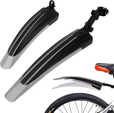 Fiets Spatbordenset - spatborden fiets - Fietsspatbord - Universeel - Antislip - Achterspatbord en bescherming voor 24, 26 en 27,5 inch trailfietsen - Stadsfietsspatbord - Eenvoudig te installeren - Grijs