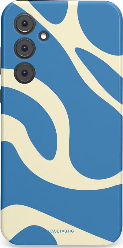 Casetastic hoesje geschikt voor Samsung Galaxy A35 - Dubbellaagse bescherming - Lichtblauwe water vlekken - Fashion Case - Lavendel Crème Lichtblauw