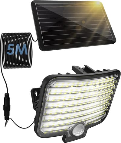 Krachtige 800LM LED Buitenlamp op Zonne-energie met Bewegingsmelder en 5m Kabel - IP65 Waterdicht