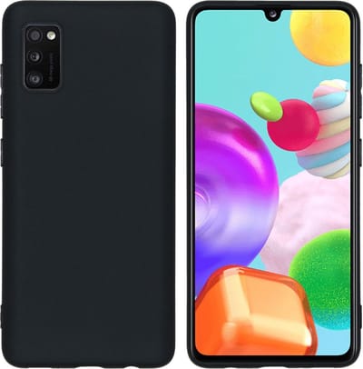 Hoesje Geschikt Voor Samsung Galaxy A41 Hoesje - Fluweelzachte Microvezel Siliconen Back Cover – Zwart