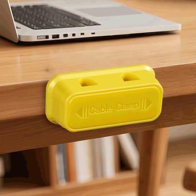 Organisateur de câbles magnétique à double trou, fixation fixe pour rangement de câble de données de téléphone portable de bureau, enrouleur, clip boucle pour câble de chargement jaune