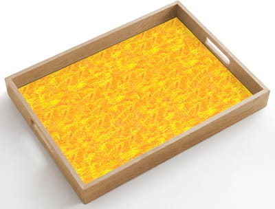 Dienblad hout 50x35 cm - Schootdienblad - Verf - Texturen - Kwasten - geel - Borrelplank rechthoek - Plateau dienbladen