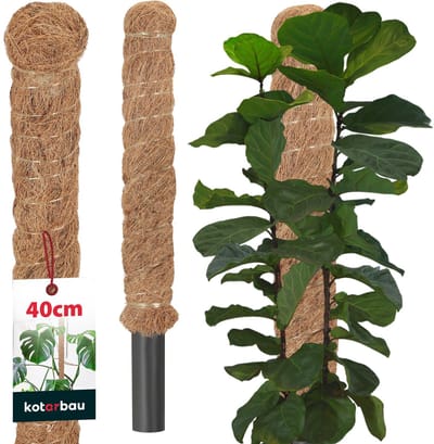 KOTARBAU® Kokosstok, Plantenstok, ⌀ 3,2 x 40 cm, Kokosstaaf, Klimhulp Monstera, Bruin, Kokosvezel, Klimhulp, Plantenstaaf, Kokosstok voor Monstera, Kokosstaaf voor Klimplanten