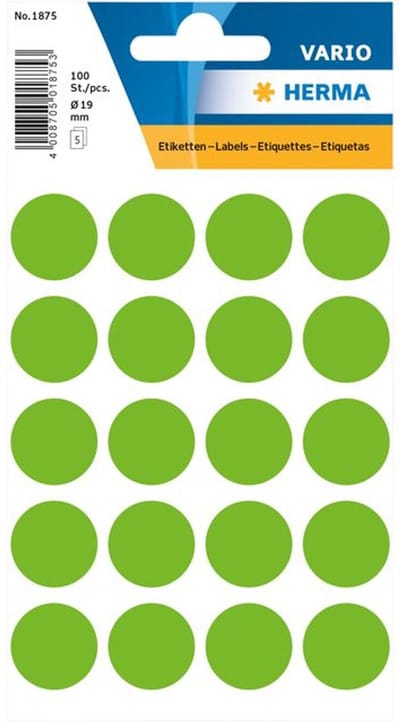 Etiket herma 1875 rond 19mm groen 100st | 10 stuks