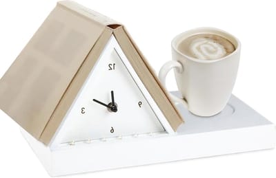Wekker met licht - Nachtlamp Klok - Comfortabel Lezen - Geïntegreerde Boekstandaard - 18 cm Breed - Wit