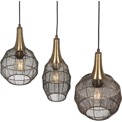 Trio Lighting Soraya hanglamp, 3-lamps, balk, metaal, antiek messing