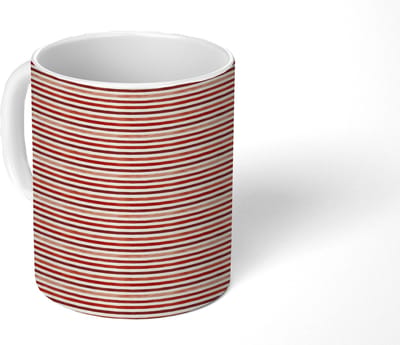Mok - Koffiemok - Nautisch - Chic - Strepen - Rood - Mokken - 350 ML - Beker - Koffiemokken - Theemok