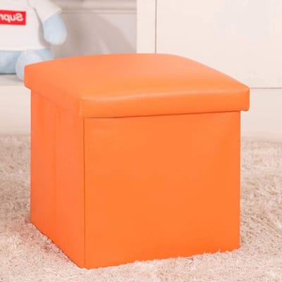 Opvouwbare voetkruk Ottomaanse opbergbox oranje kubusbank voor salontafel en camping, snelle montage 30x30x30cm (12x12x12) - Multifunctioneel gebruik voor thuis en buiten