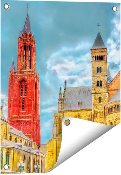 Gards Tuinposter Basiliek van Sint Servaas in Maastricht - 40x50 cm - Tuindoek - Tuindecoratie - Wanddecoratie buiten - Tuinschilderij