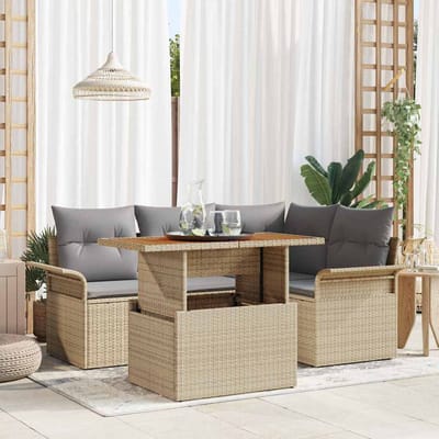 vidaXL - Tuinbank - Set - 5 - st - beige - en - lichtgrijs