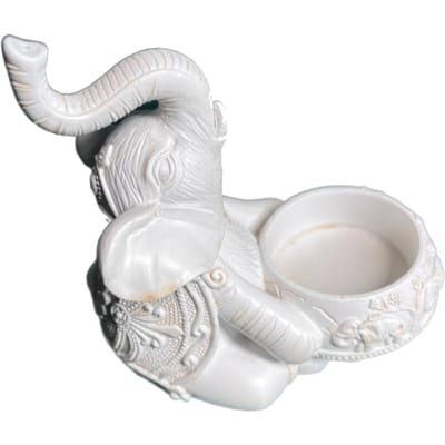 Olifant Kaarsenhouder Decoratief Hars Duurzaam Beeld Kaarsenstandaard voor Huis Tafel Studie Type A white
