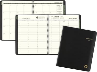 Wekelijkse Maandelijkse Planner - Afsprakenboek Agenda - Tijdbeheer Planning - Gerecycled Materiaal - 7 x 8-3/4 Inch - Zwart