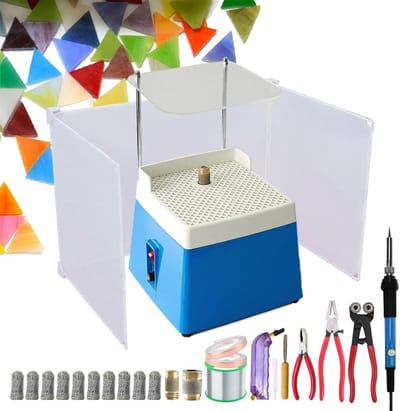 Glas slijpset - Mozaïek gereedschap - Kunst creëren - Automatische watervulfunctie - 16.5x16.5 cm werktafel - Blauw