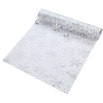 28*275CM Sneeuwvlok Kerst Tafelkleed Glanzende Glitter Goud/Zilver Metallic Eettafel Decoratie Voor Kerst zilver