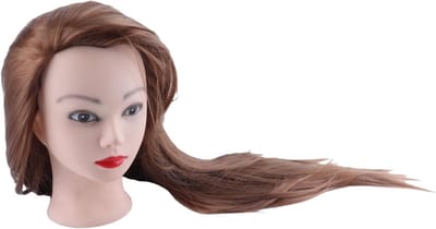 Mannequin Hoofd met 100% Menselijk Haar, 65 cm Cosmetologie Pop voor Haarstyling, Oefenhoofd voor Weven, Krullen en Knippen met Klemstandaard