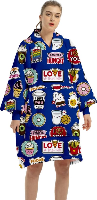 JAXY - Hoodie Deken - Snuggle Hoodie - Fleece Deken Met Mouwen - Snuggle - Cuddle Hoodie - 1450 Gram - Stickers
