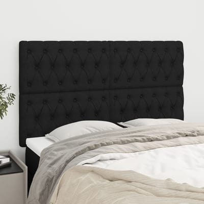 vidaXL - Hoofdbord - zwart - 144x7x118/128 - cm - stof