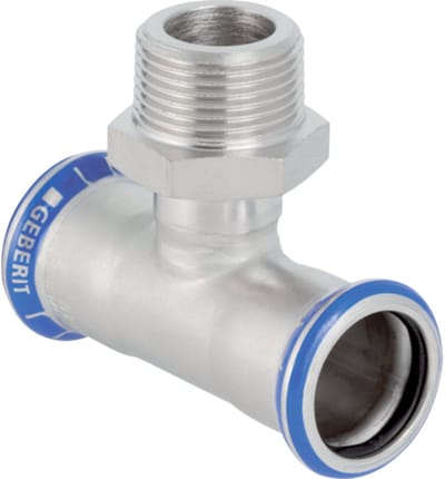 Geberit mapress Edelstaal t-piece with male thread: d=22mm r=3/4 d1=22mm