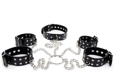 Smart Moves - Collar Handboeien Enkelboeien Set - Met ketting - Zwart