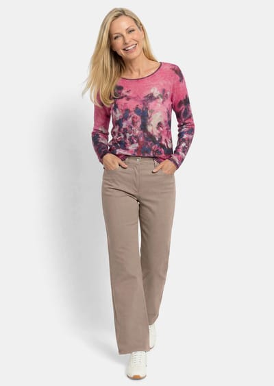 Wijde jeans VERA van stretch-denim - taupe - Gr. 19 van Goldner Fashion