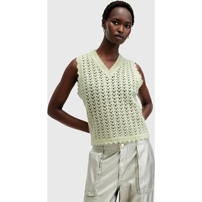 AllSaints Vivian Tank Earth Green Maat: M | Mouwloze Tops Outlet | Dames | Beige