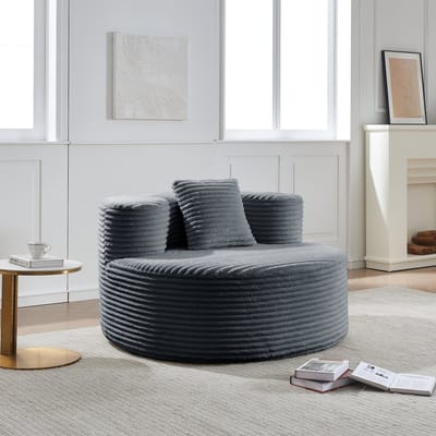 MODFU Zitzakstoel - Zachte Ribstof - Modern - Voor Woonkamer - Donkergrijs - 112 X 105 X 59 Cm