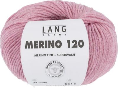 Lang Yarns Merino 120 - 348 roze gemêleerd - Merinowol Garen