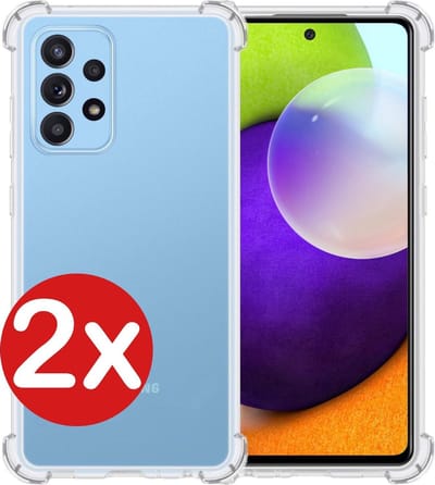 Hoesje - 2 Stuks - Geschikt voor Samsung Galaxy A52 - Sterk & Shockproof - Back Cover - Siliconen Case - Telefoon Hoes Shock Proof - Telefoonhoes - Transparant