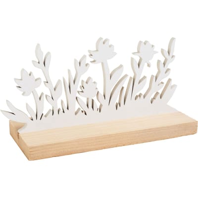 Houten decoratie "Bloemenweide op sokkel"