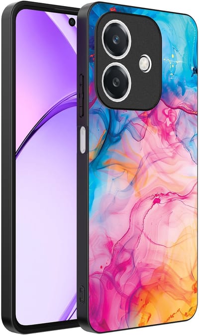 Smartphonica Telefoonhoesje Geschikt voor Oppo A3 - A3X met Regenboog Acryl Marmer Opdruk - TPU Backcover Case Rainbow Acrylic Marble Design geschikt voor Oppo A3;Oppo A3X