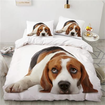 Honden Dekbedovertrek Set Dubbel Queen King Size Beddengoed Set Zwart en Wit Rand Herder Zacht Comfortabel 23 stuks Eenpersoons Dekbedovertrek AU Single 140x210cm