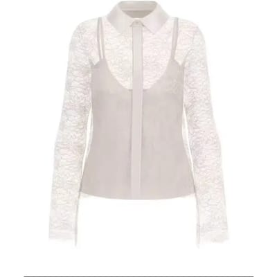 Long Sleeve Button-Up Classic Collar Shirt Wo - Beige