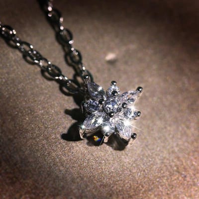 Temperament Natuursteen Ketting Zilverkleurig Zirkonia Sneeuwvlok Ketting Kerstcadeau Hanger gray