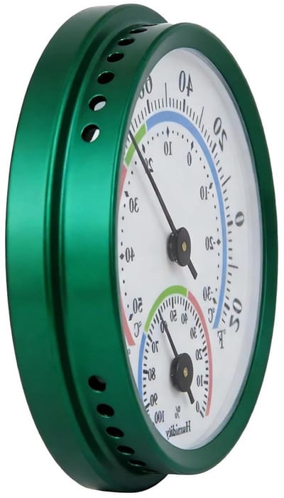 Binnentemperatuurmeter Vochtigheidsmeter - Klimaatmeter Kasmeter - Omgevingsmonitoring - Mechanisch Wijzer Type - 8.5 cm - Zilver