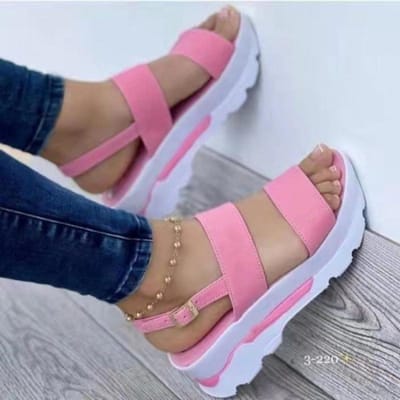nieuwe Zomer Dames Eenvoudig Effen Kleur Dikke Zool Antislip Dames Schoenen Outdoor Casual Comfortabele Strandsandalen Dames 36 gray