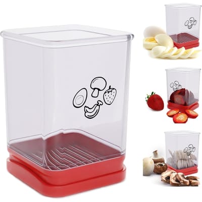 Tasse trancheuse à fruits Coupe-rapide pour fraise banane raisin œuf Acier inoxydable Coupe-légumes Gadget de cuisine Portable Outil de tranchage de cuisine (1 PCS) United States
