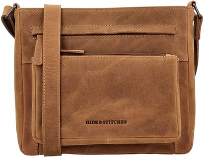 Hide & Stitches Idaho Schoudertas - 100% Leer - Bruin