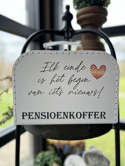 Creaties van Hier - Koffer Wit - Maat S - L25,5xB18xH8,3 cm - Pensioen - Karton