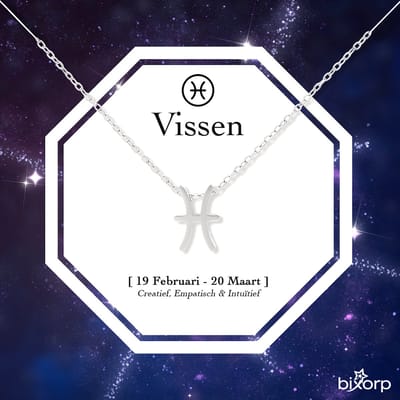 Bixorp Stars Sterrenbeeld Ketting Vissen / Pisces - Stainless Steel - 45cm Ketting met Zodiac Hanger - Inclusief Cadeau Verpakking