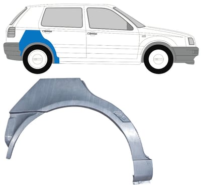 Reparatiepaneel achterspatbord voor Volkswagen Golf 3 1991-1998 / Rechts